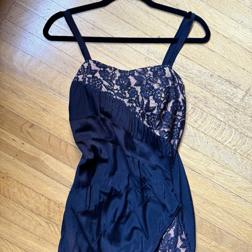 Vintage 40s 50s Swimsuit Bathing Suit, Rose Marie Reid, Black Lace Nude Illusion